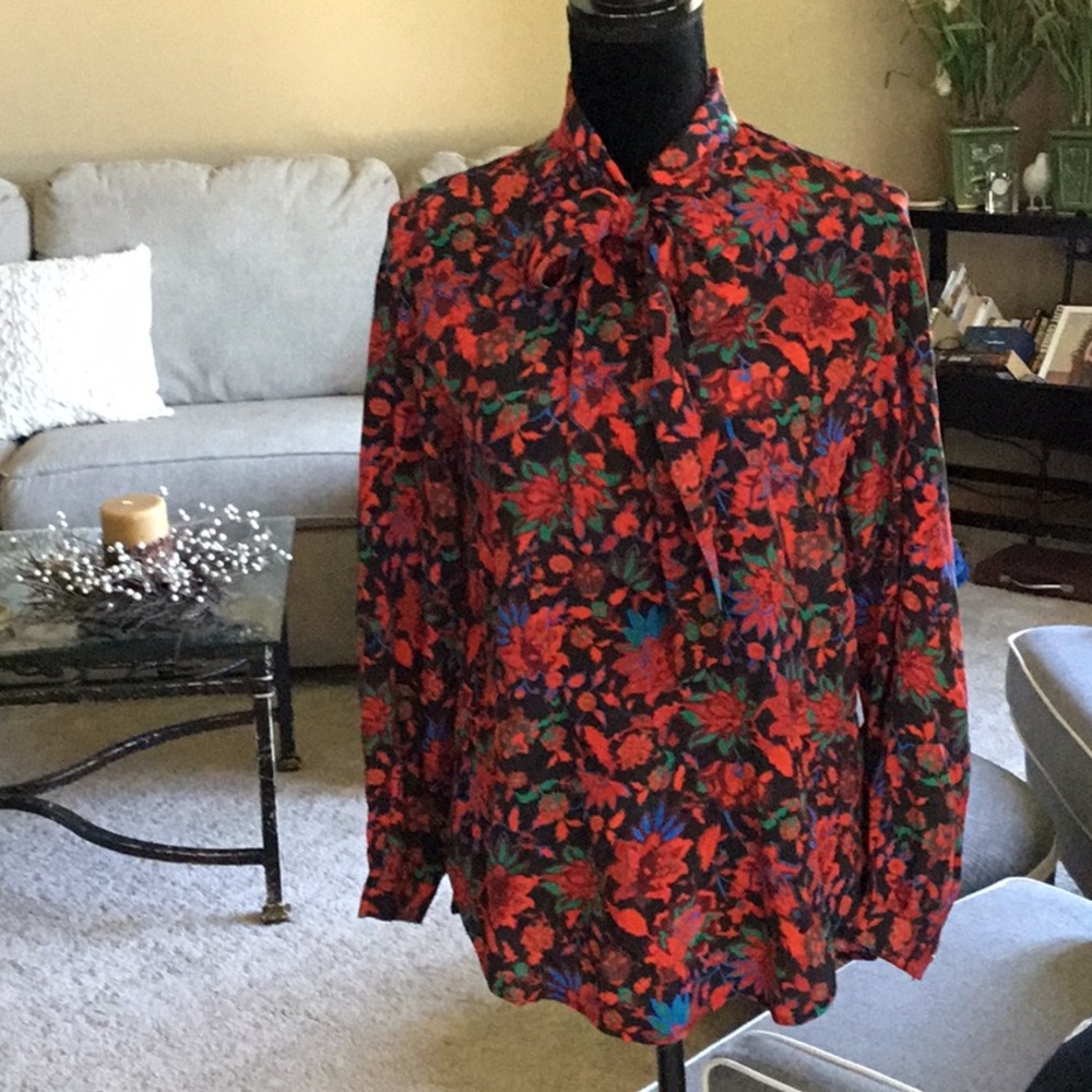 Rag And Bone Silk Long Sleeve Blouse W/ Pussy Bow